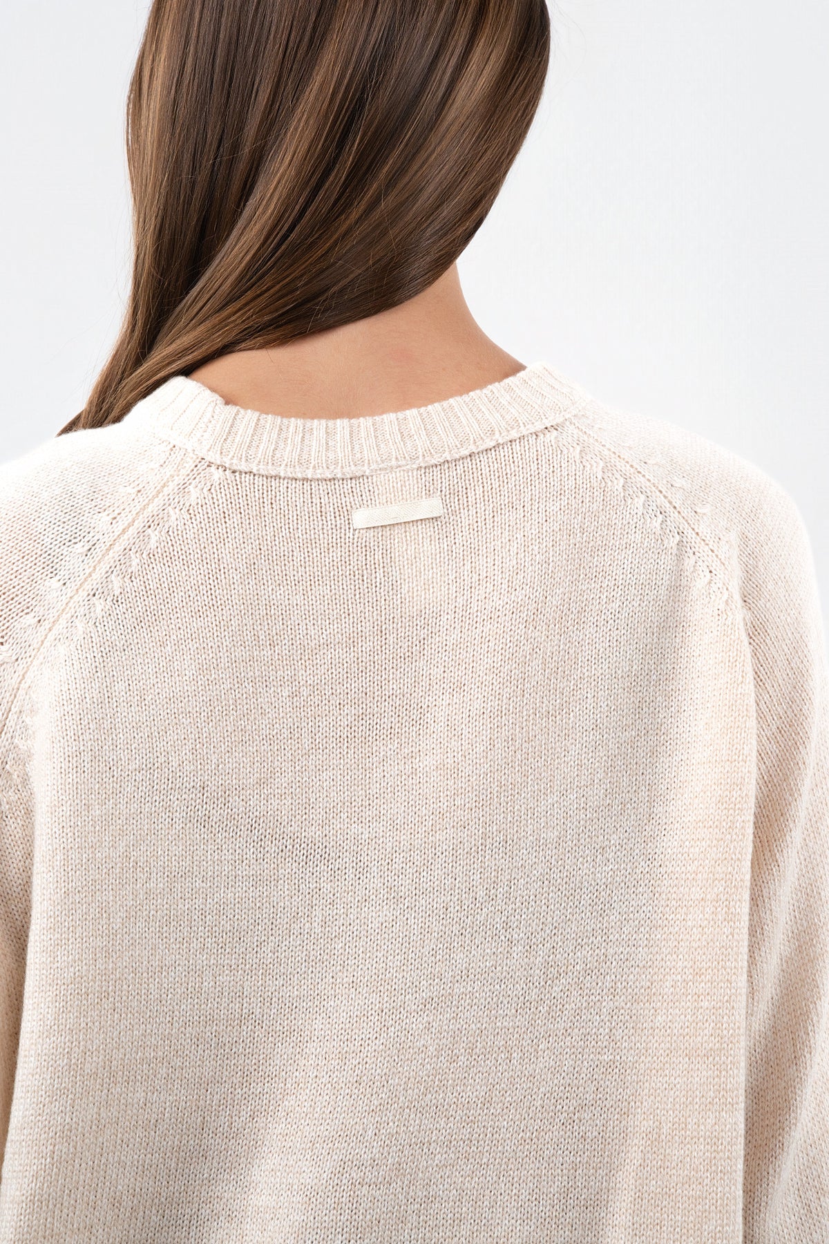Vitality Knit Oversized Crewneck Sweater - Oatmeal Marl