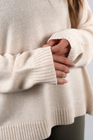 Vitality Knit Oversized Crewneck Sweater - Oatmeal Marl