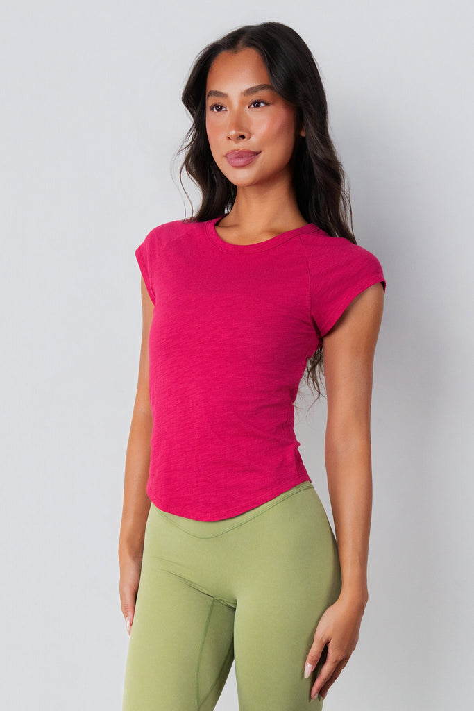 Vitality Whisper Raglan Tee - Passionfruit