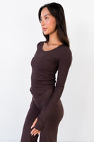 Vitality Essential Rib Scoop Top - Espresso