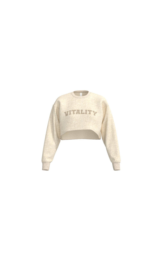 Vitality Cozy Raw Hem Crop - Oat Marl