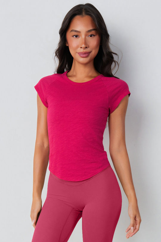 Vitality Whisper Raglan Tee - Passionfruit