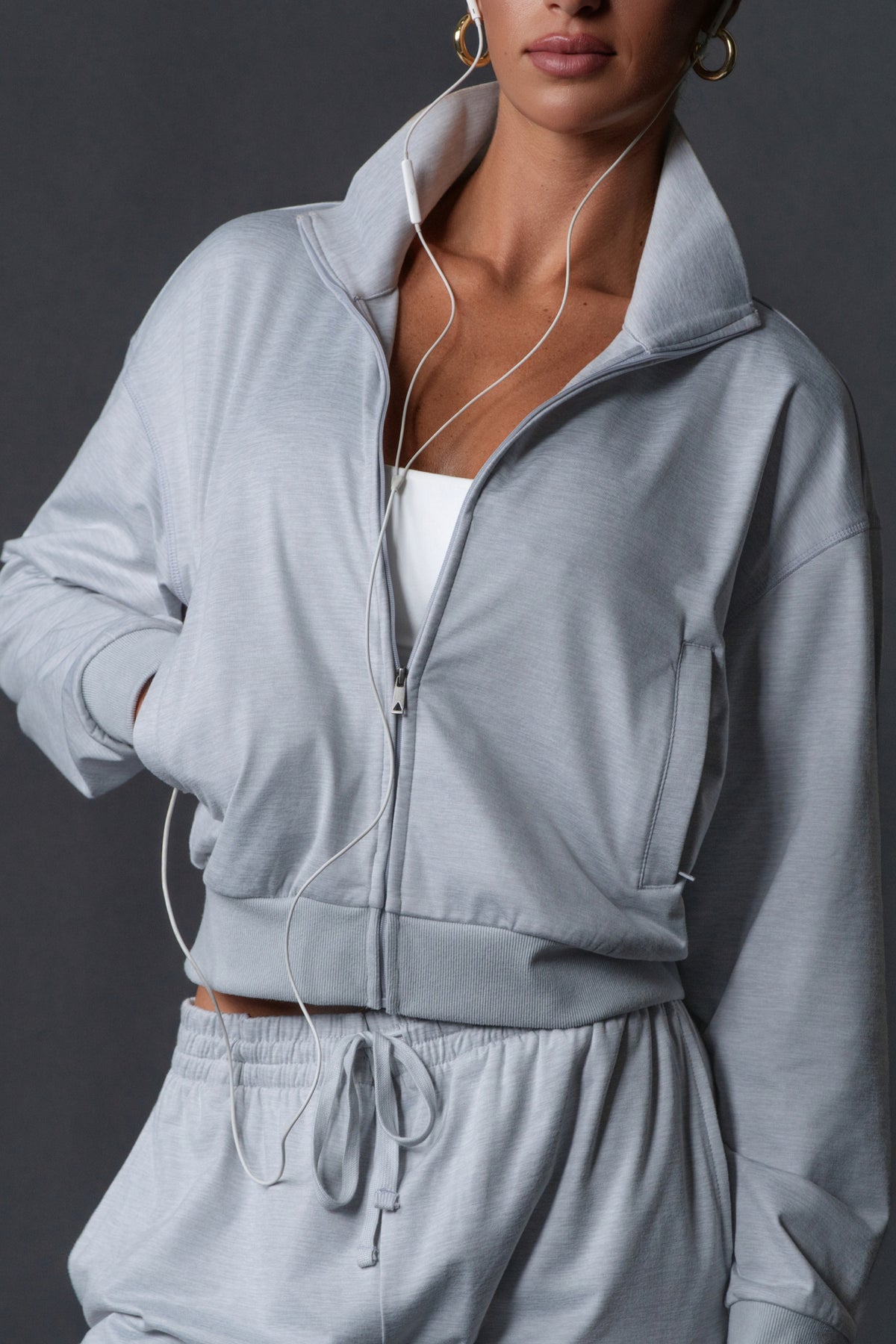 Vitality Marshmallow Zip Up Jacket - Stone Heather