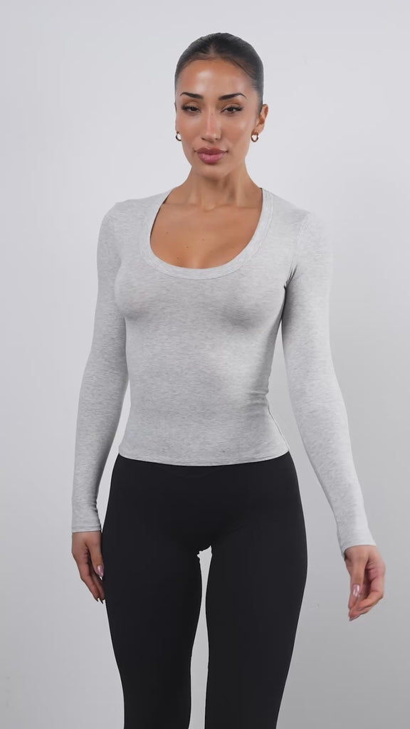 Vitality Basis® Scoop Long Sleeve - Stone Heather