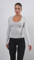 Vitality Basis® Scoop Long Sleeve - Stone Heather