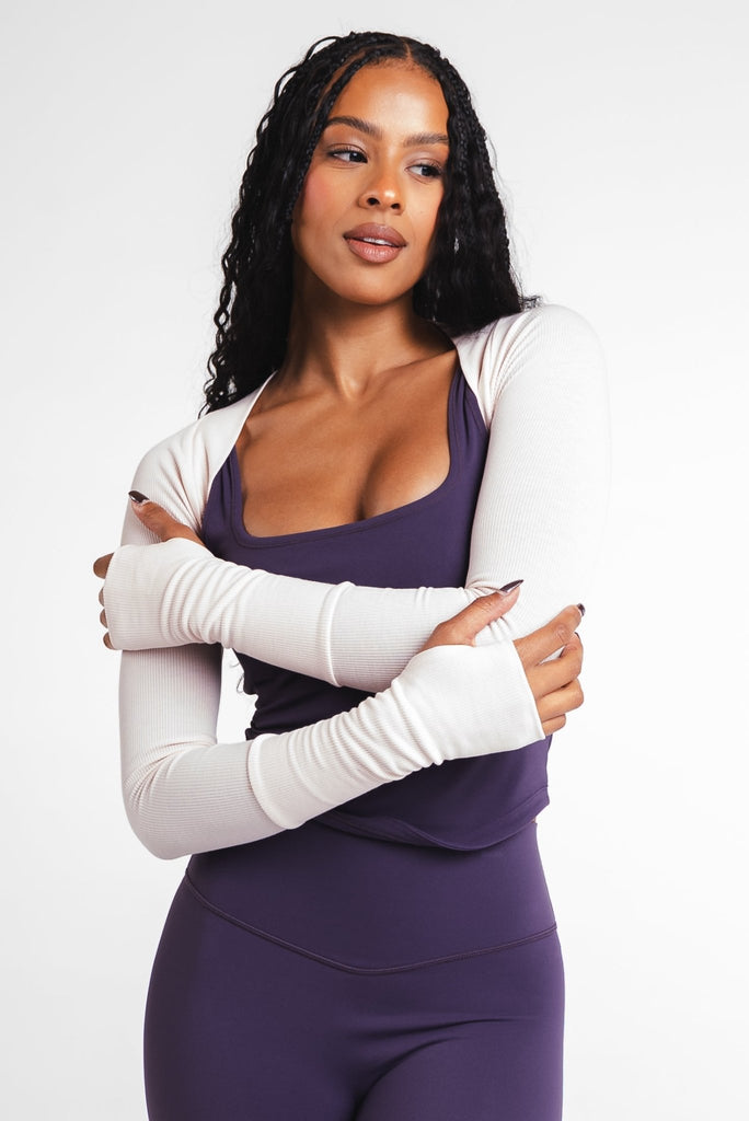 Vitality Easy Rib Shrug - Pearl