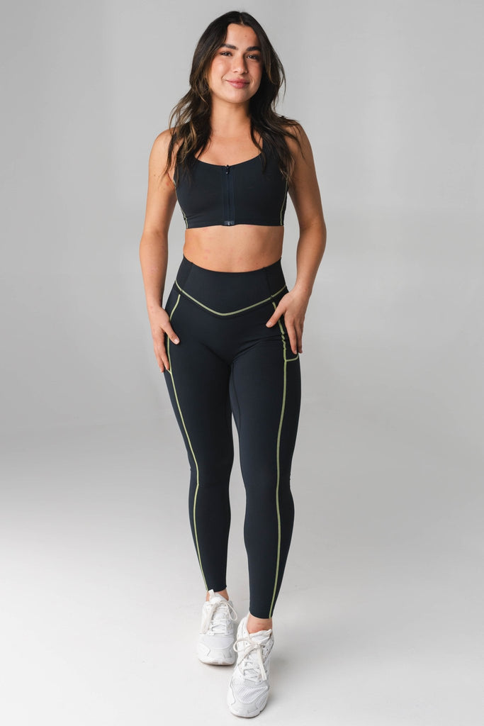 Vitality Activate Pant - Women's Black Leggings with Lime Contrast