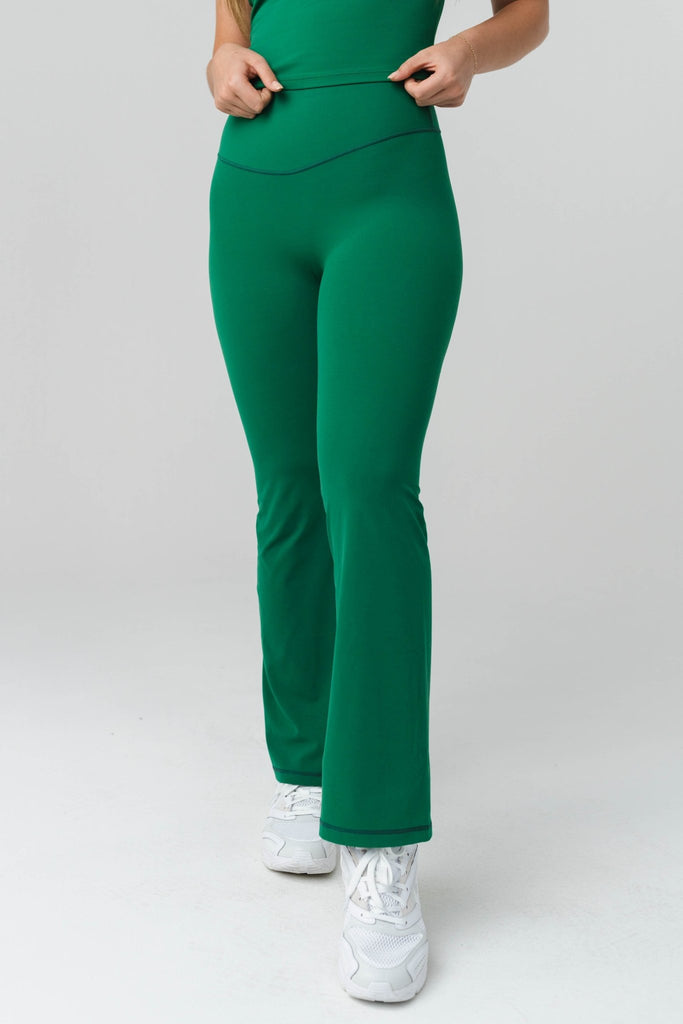 Green Clover St Flare Pants for Women Wide Leg High Leggings for