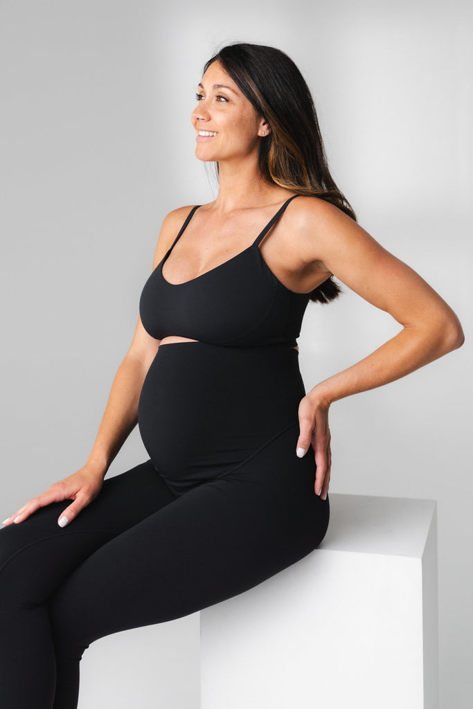 Cropped Leggings in Stretch Fabric, for Maternity - black