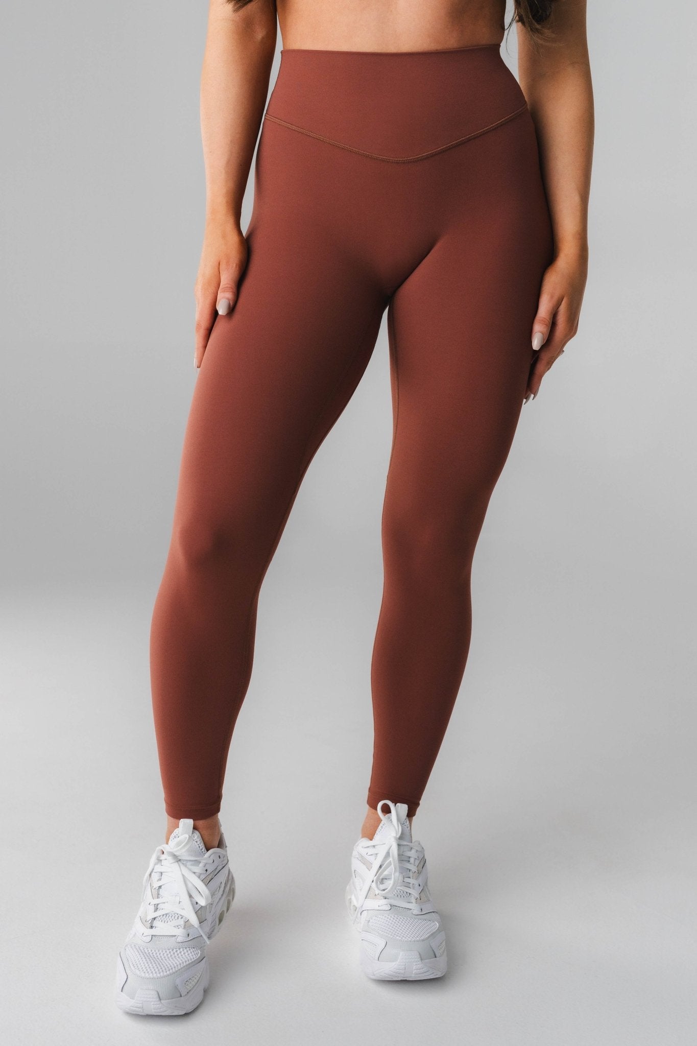 HIIT Leggings With Side Pockets In Mixed Rib In Sage-Brown for Women
