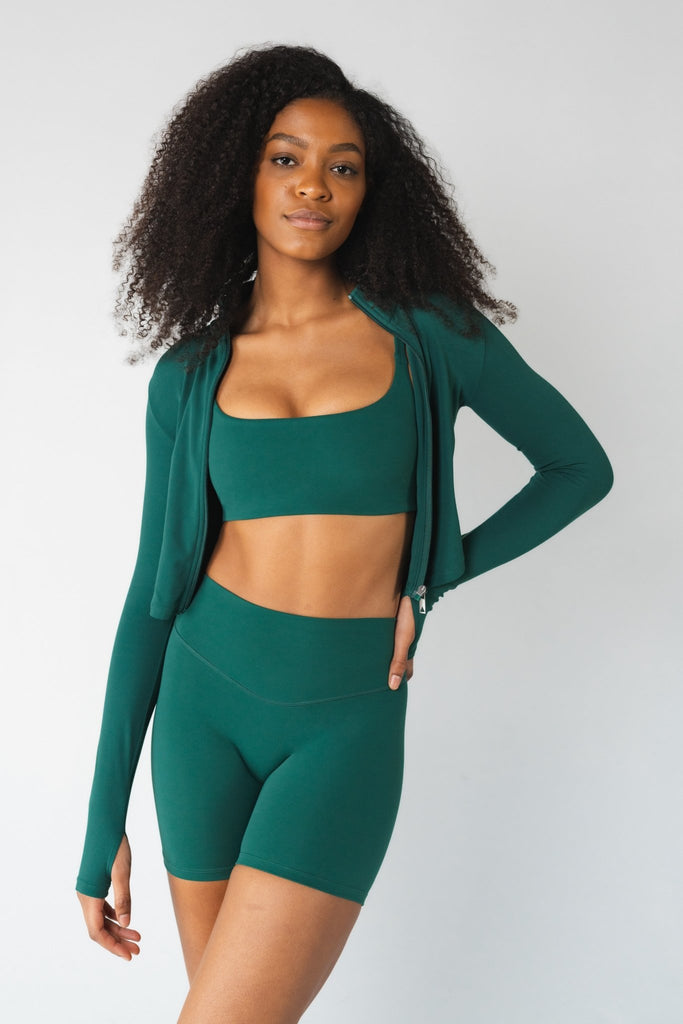Cloud II Jacket - Women's Green Crop Zippered Jacket – Vitality Athletic  Apparel