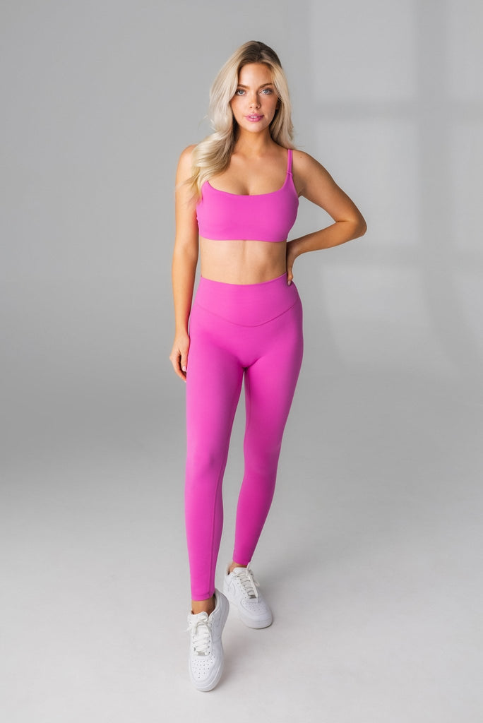 Pink Ribbed Active Leggings