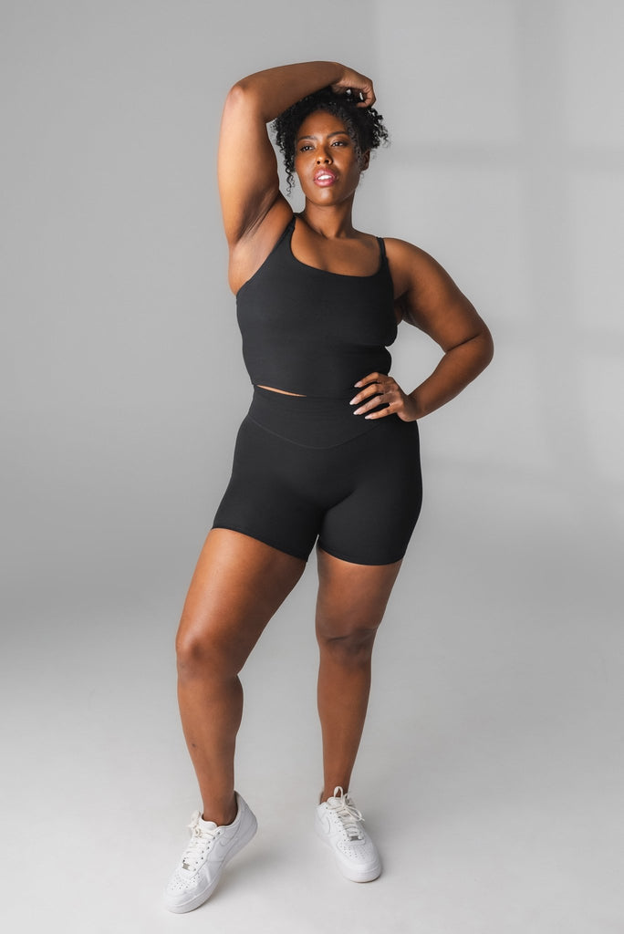 Cloud II Biker Short - Women's Black Yoga Shorts – Vitality Athletic Apparel
