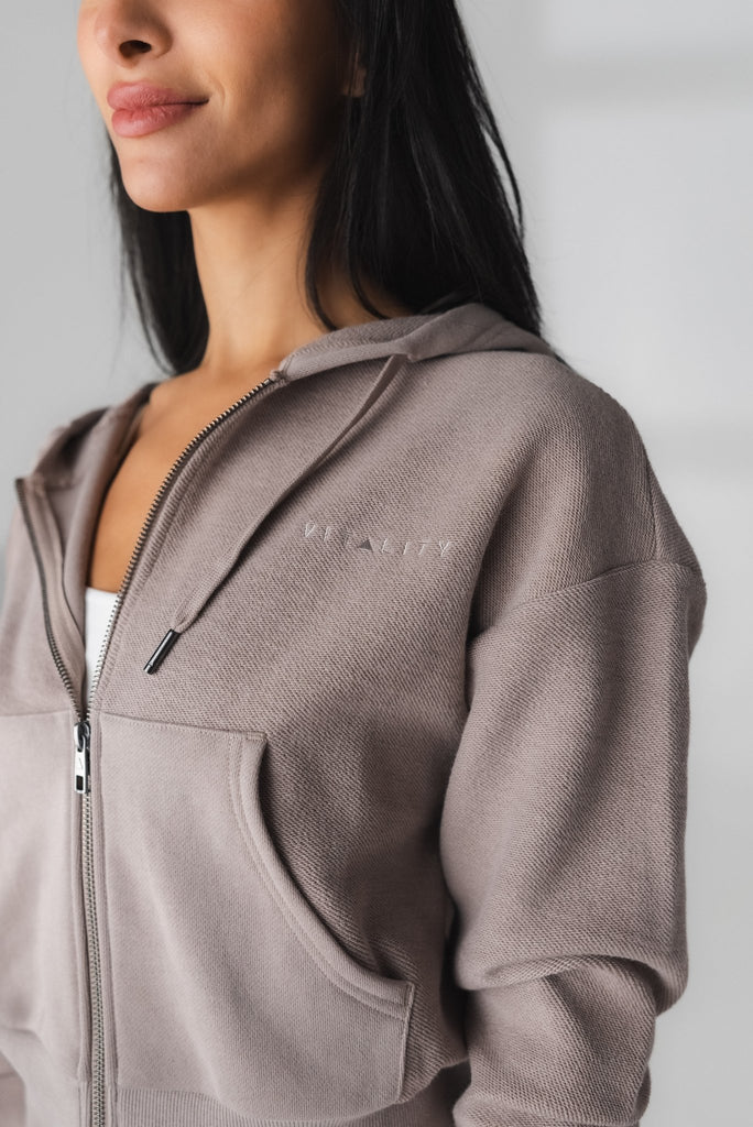 Cozy Zip - Champagne, Women's Hoodies/Jackets from Vitality Athletic and Athleisure Wear