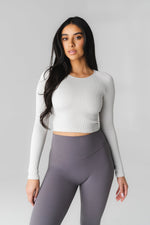 Synergy Open Back Long Sleeve - Ash, Women's Tops from Vitality Athletic and Athleisure Wear