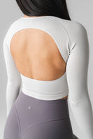 Synergy Open Back Long Sleeve - Ash, Women's Tops from Vitality Athletic and Athleisure Wear