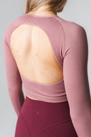 Synergy Open Back Long Sleeve - Rose, Women's Tops from Vitality Athletic and Athleisure Wear