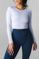 Synergy Open Back Long Sleeve - Sky, Women's Tops from Vitality Athletic and Athleisure Wear