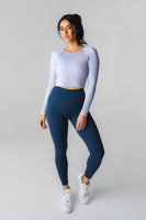 Synergy Open Back Long Sleeve - Sky, Women's Tops from Vitality Athletic and Athleisure Wear