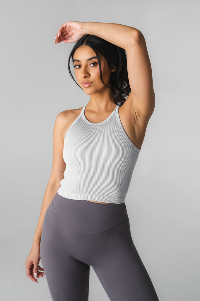 Synergy Open Back Tank - Ash, Women's Tops from Vitality Athletic and Athleisure Wear
