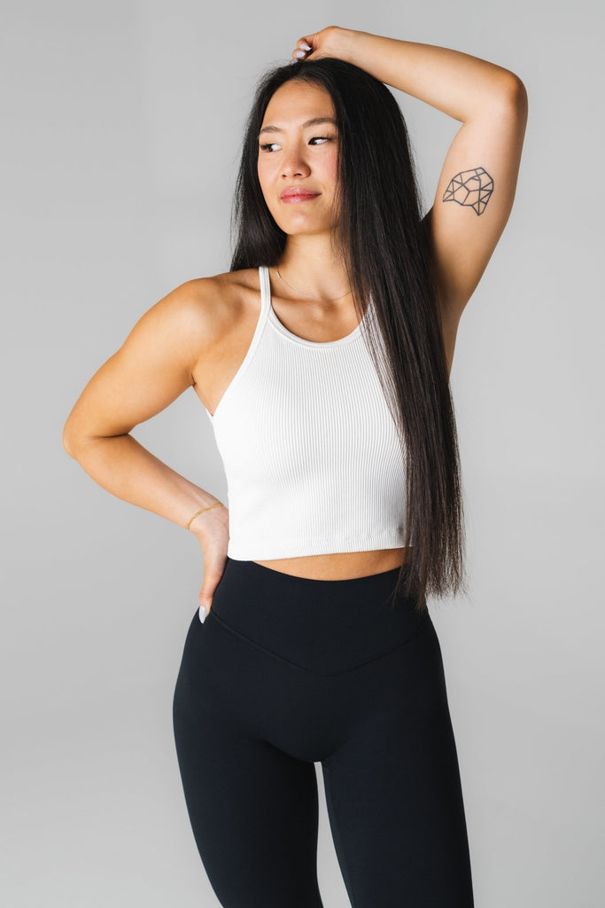 Synergy Open Back Tank - Women's White Tank Top – Vitality Athletic Apparel