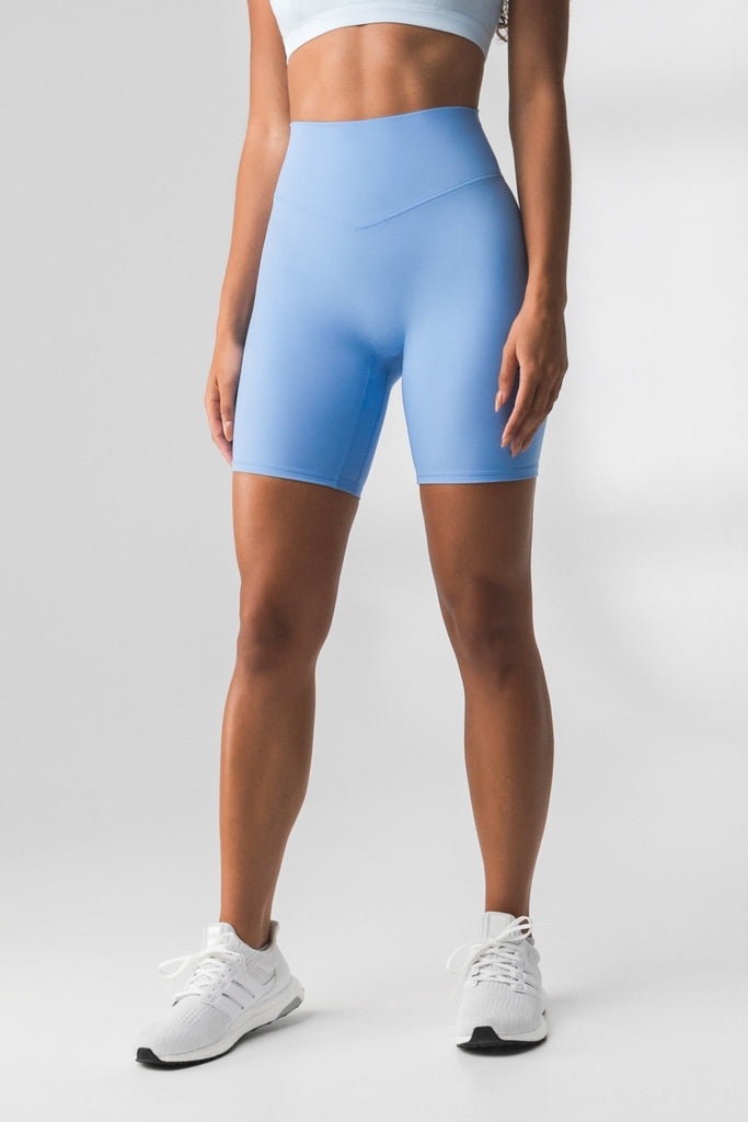 The Cloud Biker Short - Women's Light Blue Bike Shorts – Vitality Athletic  Apparel