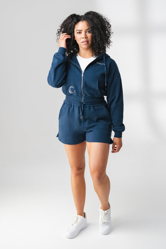 The Mantra Zip - Navy - Moon, Women's Hoodies/Jackets from Vitality Athletic and Athleisure Wear