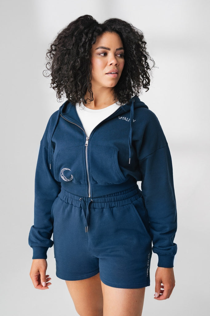 The Mantra Zip - Navy - Moon, Women's Hoodies/Jackets from Vitality Athletic and Athleisure Wear