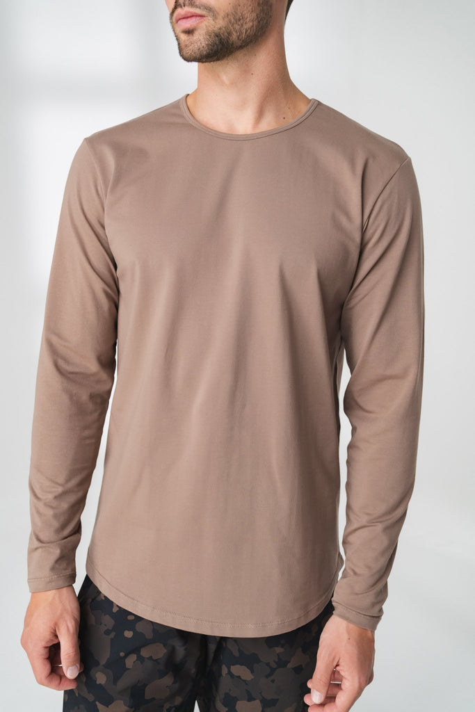 The Prospect Long Sleeve Tee - Stone, Men's Tops from Vitality Athletic and Athleisure Wear