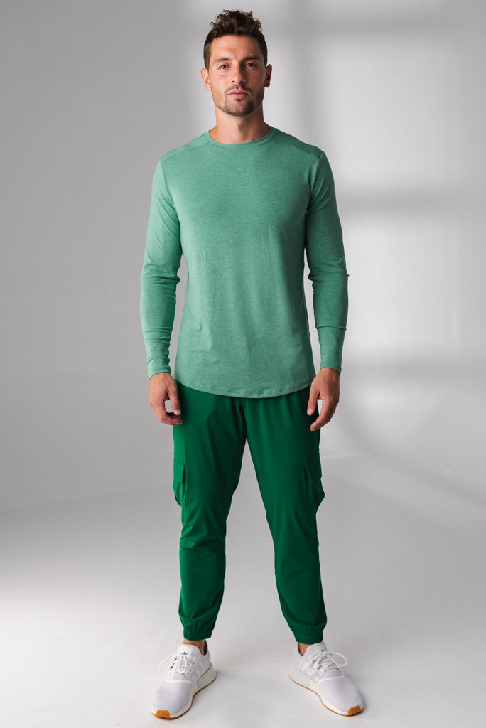 The Vital Long Sleeve Tee - Cedar Heather, Men's Tops from Vitality Athletic and Athleisure Wear