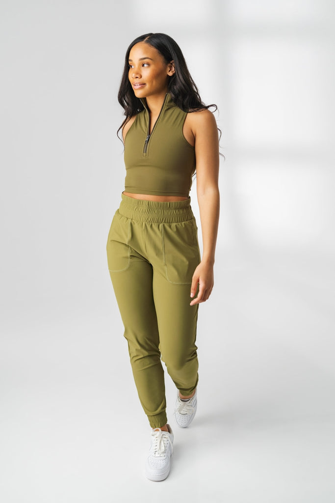 The Women's Swift Jogger - Olive, Bottoms from Vitality Athletic and Athleisure Wear